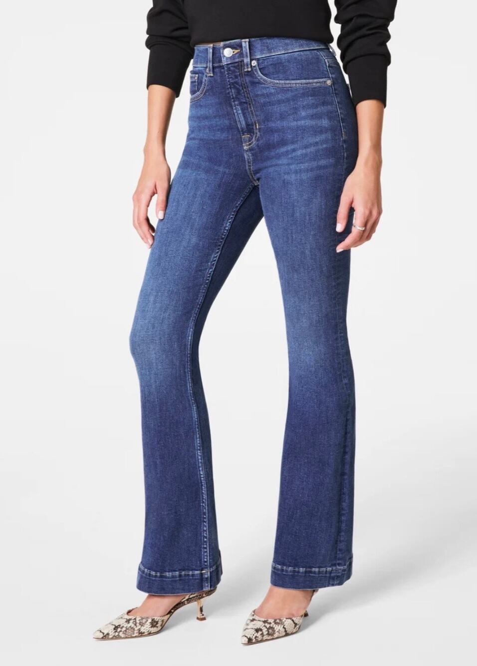 NWT SPANX Lycra Flare High Rise Jean Shaping Compression Stretch Bennett Size 12